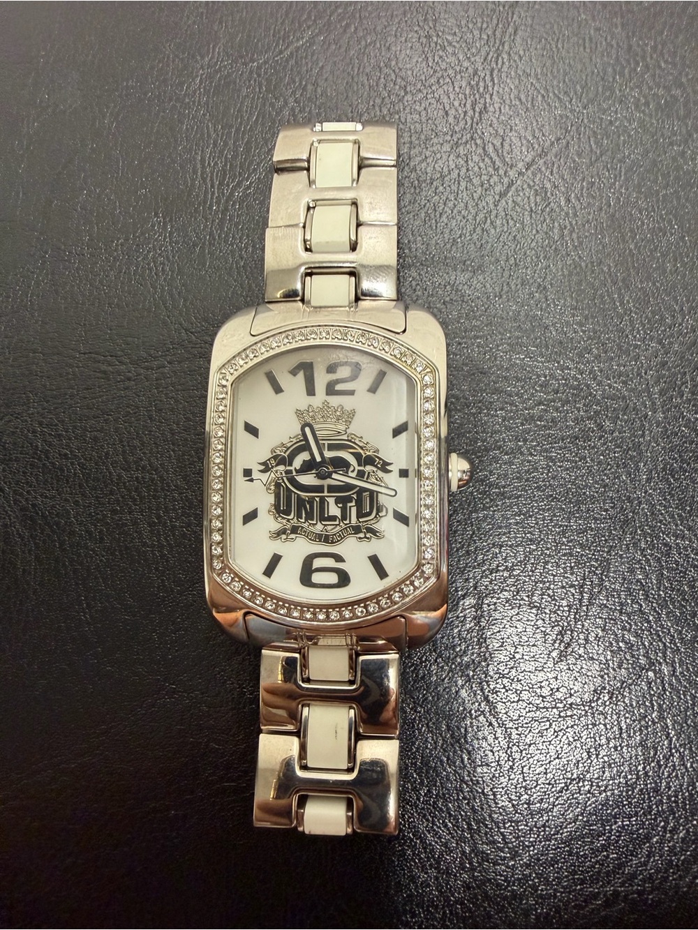 Marc Ecko Silver and White UNLTD Crystal-Trim Bracelet Watch